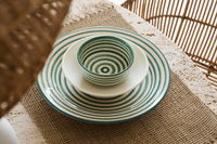 Ceramic Dinner Plate Striped Green