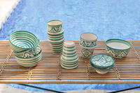 Ceramic Bowl Green Striped