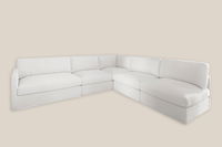 Miguel Luxury Cloud Feather 5 Seater Corner Sofa in White Cotton Linen