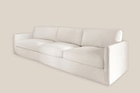 Angie Luxury Feather 3 Seater Cloud Sofa in White Cotton Linen