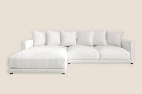 Sophie Luxury White L Shaped Sofa Left in Cotton Linen