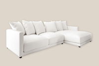 Sophie Luxury White L Shaped Sofa Right in Cotton Linen