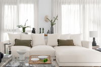 Sophie Luxury White L Shaped Sofa Right in Cotton Linen