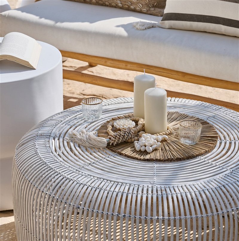 Rattan round coffee table