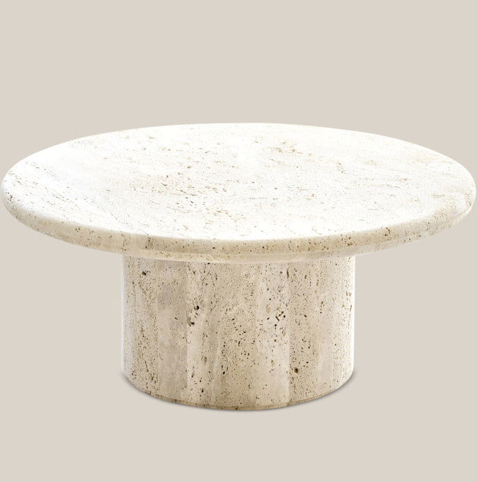 Ivy Travertine Large White Round Coffee Table