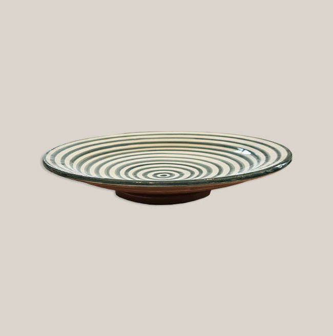 Ceramic Dinner Plate Striped Green