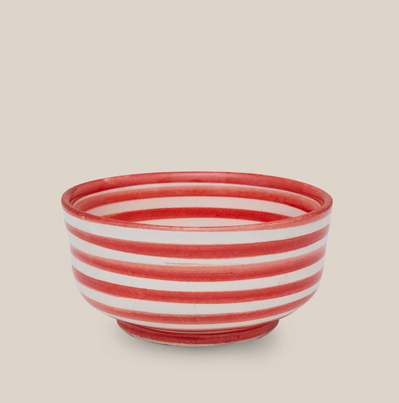 Ceramic Bowl Red Striped
