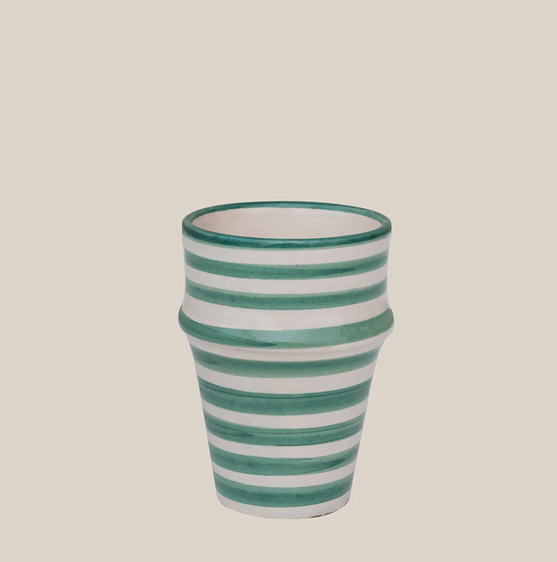 Ceramic Beldi Cup Green Striped